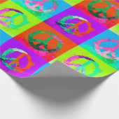 Peace sign groovy絞り染めグラフィティ絵を描スプレーアート ラッピングペーパー (角)