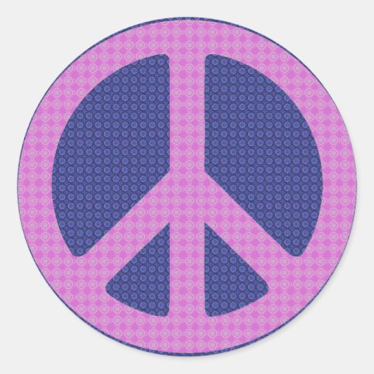 Peace Sign Groovy ラウンドシール (正面)