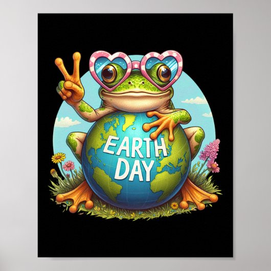 Peace Sign Hand Frog Kids Mens Womens Earth Day Fo ポスター (正面)