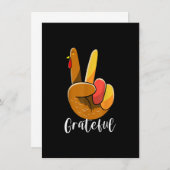 Peace Sign Hand Turkey Thanksgiving Grateful Women 招待状 (正面/裏面)