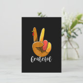 Peace Sign Hand Turkey Thanksgiving Grateful Women 招待状 (スタンド正面)