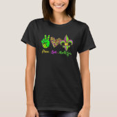 Peace Sign Heart Fleur De Lys Peace Love Mardi Gra Tシャツ (正面)
