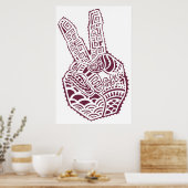Peace Sign Henna Tat Hand Poster ポスター (キッチン)