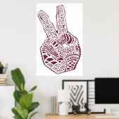Peace Sign Henna Tat Hand Poster ポスター (ホームオフィス)