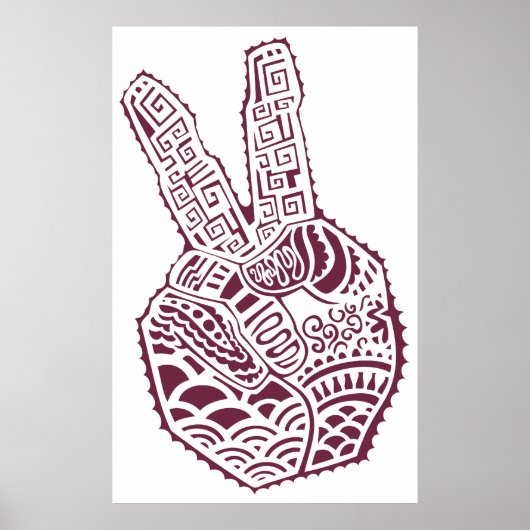 Peace Sign Henna Tat Hand Poster ポスター (正面)