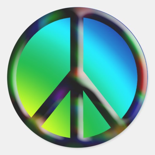 Peace Sign Hippieステッカー ラウンドシール (正面)
