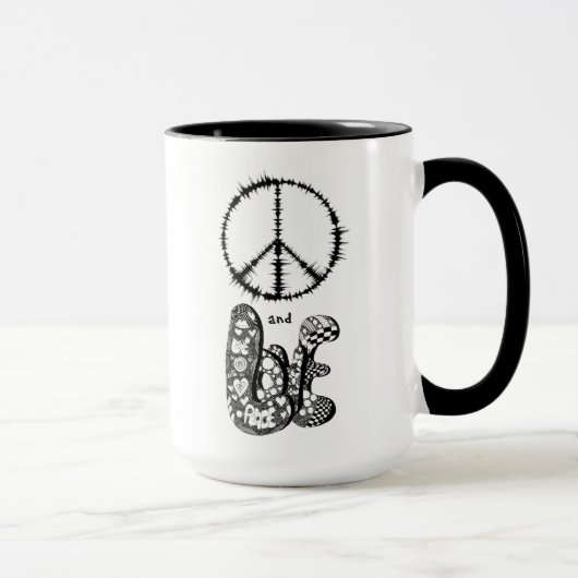Peace Sign, Hippie, Boho, Love, Coffee Mug マグカップ (右)