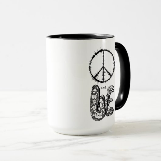 Peace Sign, Hippie, Boho, Love, Coffee Mug マグカップ (正面右)