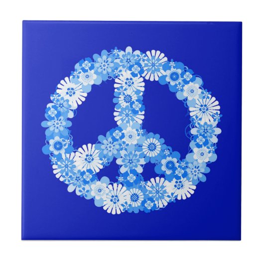 Peace Sign in Blue タイル (正面)