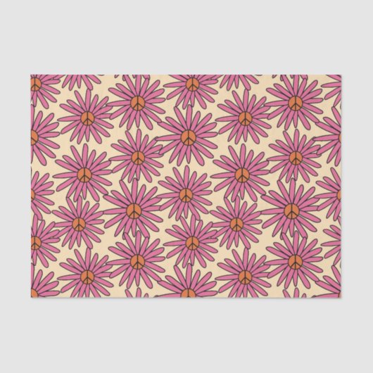 Peace Sign In Flower Retro Decoupage  薄葉紙 (正面)