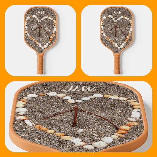Peace Sign in Seashells on Sandyビーチ ピックルボールラケット