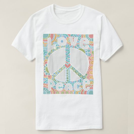 PEACE SIGN LOVE 1960s 1970sシャツ絞り染めGroovy H Tシャツ (デザイン正面)