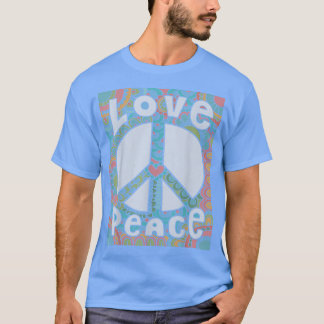 Peace Sign Love 1960s 1970s絞り染めGroovy Hippie Tシャツ