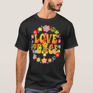 PEACE SIGN LOVE 1960s 1970s絞り染めGroovy Hippie Tシャツ