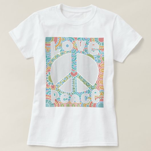 PEACE SIGN LOVE 1960s 1970s Shirt Tie Dye Groovy H Tシャツ (デザイン正面)