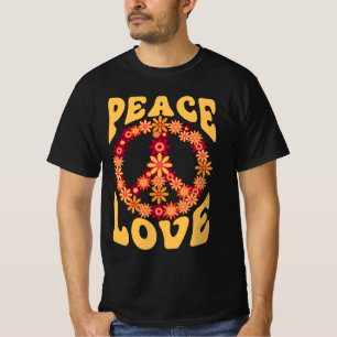 Peace Sign Love 60s 70sコスチュームGroovy Hippie Tシャツ
