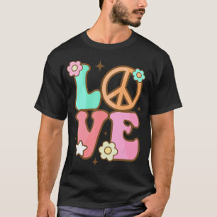 Peace Sign Love 60s 70sコスチュームGroovy Hippie Tシャツ