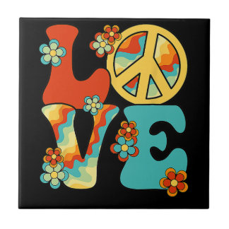 PEACE SIGN LOVE 60s 70s絞り染めヒッパイハロウィーンC タイル