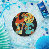 PEACE SIGN LOVE 60s 70s絞り染めヒッパイハロウィーンC ペーパープレート (パーティー)