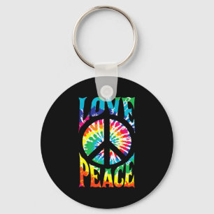 Peace Sign Love 60S 70S絞り染めヒッピーの衣装 キーホルダー