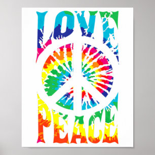 Peace Sign Love 60S 70S絞り染めヒッピーの衣装 ポスター