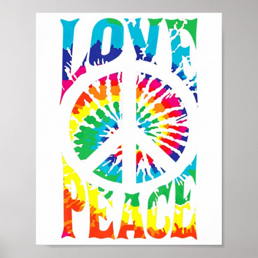 Peace Sign Love 60S 70S絞り染めヒッピーの衣装 ポスター (正面)