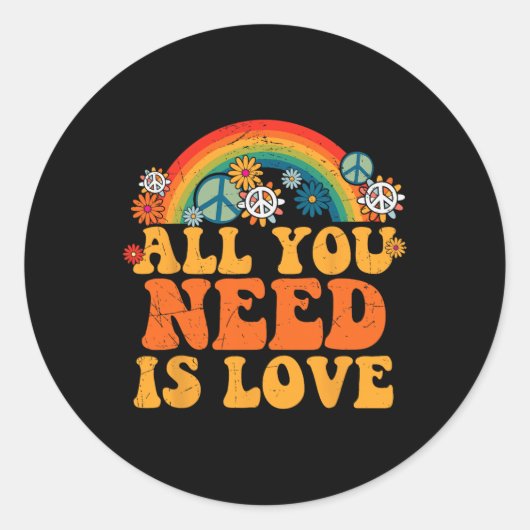 PEACE SIGN LOVE 60s 70s絞り染めヒッピー衣装ハル ラウンドシール (正面)