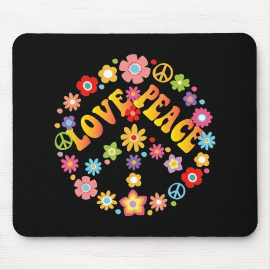 PEACE SIGN LOVE 60s 70s絞り染めヒッピー衣装 マウスパッド (正面)