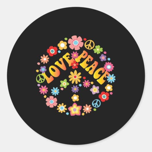 PEACE SIGN LOVE 60s 70s絞り染めヒッピー衣装 ラウンドシール (正面)
