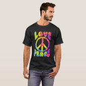 Peace Sign Love 60S 70S絞り染めラブピースヒッピー Tシャツ (正面フル)