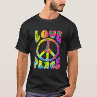 Peace Sign Love 60S 70S絞り染めラブピースヒッピー Tシャツ