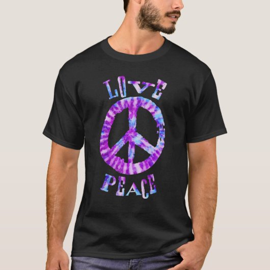PEACE SIGN  LOVE  60s 70s Tie Die Costume Tシャツ (正面)