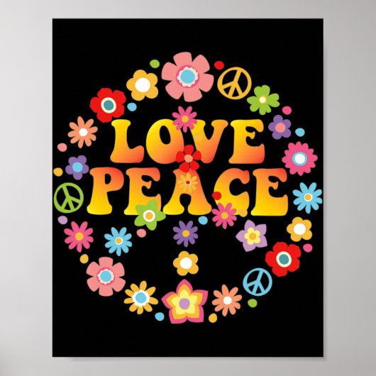 PEACE SIGN LOVE 60s 70s Tie Die Hippie Costume ポスター (正面)