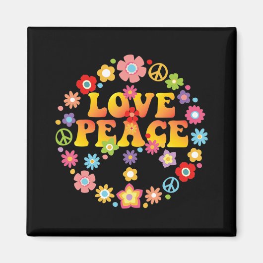 PEACE SIGN LOVE 60s 70s Tie Die Hippie Costume マグネット (正面)