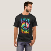 PEACE SIGN LOVE 60s 70s Tie Dye Hippie Halloween C Tシャツ (正面フル)