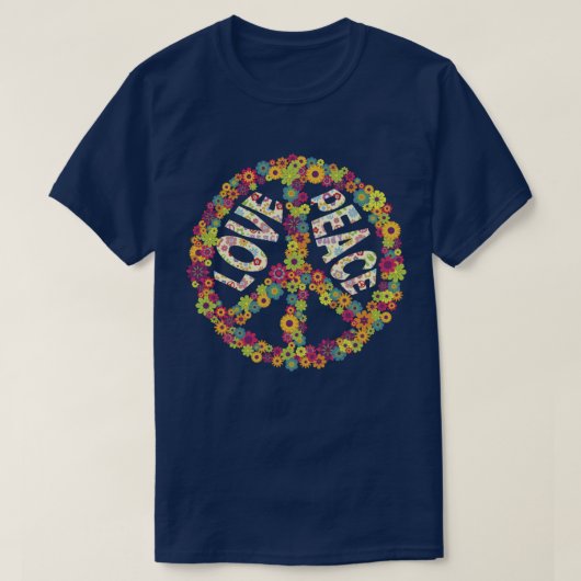 PEACE SIGN LOVE 960s 90sシャツ絞り染めGroovy Hipp Tシャツ (デザイン正面)