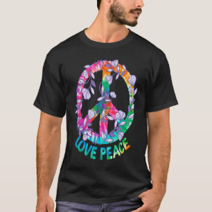 PEACE SIGN LOVE Flowers 60s 70s絞り染めヒッピーCos Tシャツ