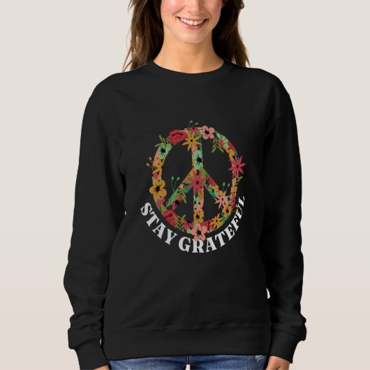 Peace sign Love Hippie Peace Freedom Bliss Flowers スウェットシャツ (正面)
