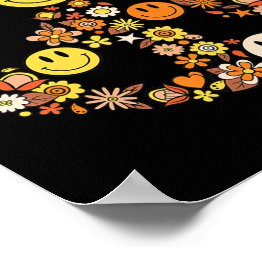 PEACE SIGN LOVE s Hippie Groovy Vibes Halloween C ポスター (角)