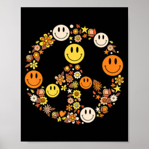 PEACE SIGN LOVE s Hippie Groovy Vibes Halloween C ポスター