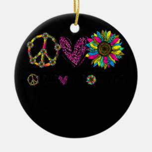 Peace Sign Love Sunshine Cute Sunflower Graphic セラミックオーナメント