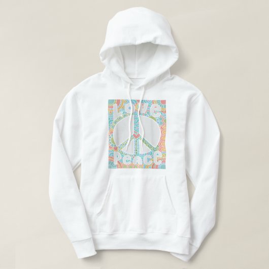 PEACE SIGN LOVE T Shirt 60s 70s絞り染めHippie Cos パーカ (デザイン正面)