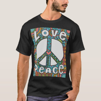 Peace Sign Love T Shirt 60S 70S絞り染めHippie Tシャツ
