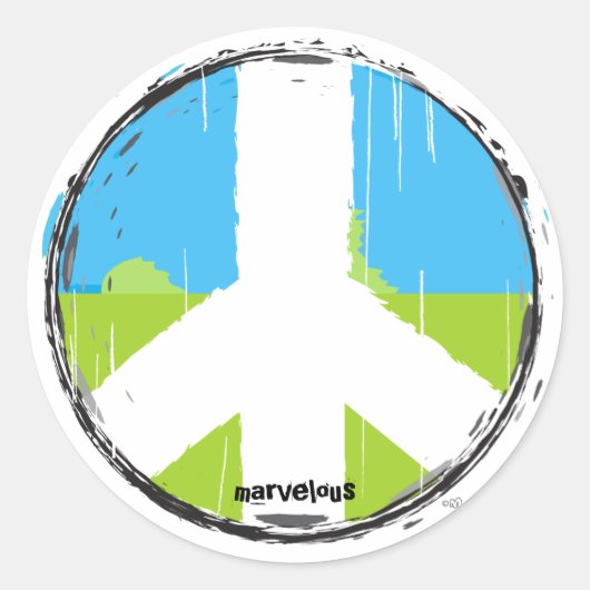 Peace Sign No2ステッカー ラウンドシール (正面)