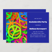 Peace Sign Pattern Groovy Sixtiesバチェロレッテ 招待状 (正面/裏面)