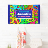 Peace Sign Pattern Groovy Sixties誕生日へようこそ 横断幕 (インサイチュ)