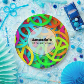 Peace Sign Pattern Groovy Sixties Vibe誕生日 ペーパープレート (パーティー)