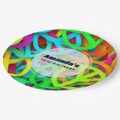 Peace Sign Pattern Groovy Sixties Vibe誕生日 ペーパープレート (アングル)