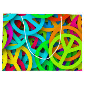 Peace Sign Pattern Groovy Sixties Vibe誕生日 ラージペーパーバッグ (裏面)