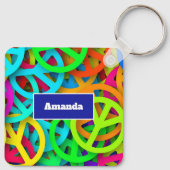 Peace Sign Pattern Groovy Sixties Vibe キーホルダー (裏面)